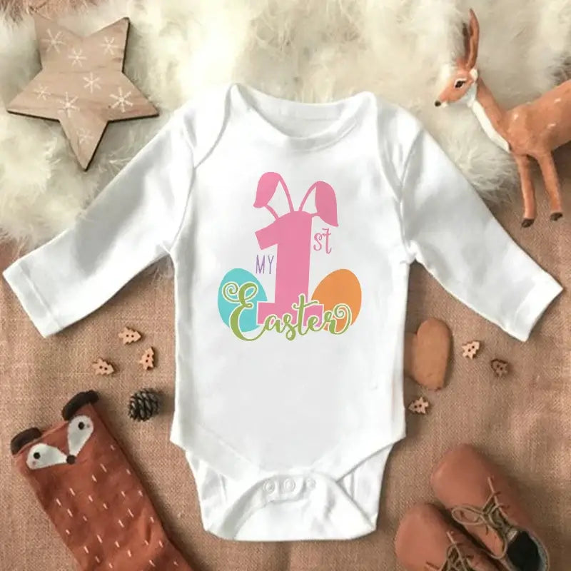 My 1st Easter Baby Romper - Long Sleeve Jumpsuit - Paws For Baby