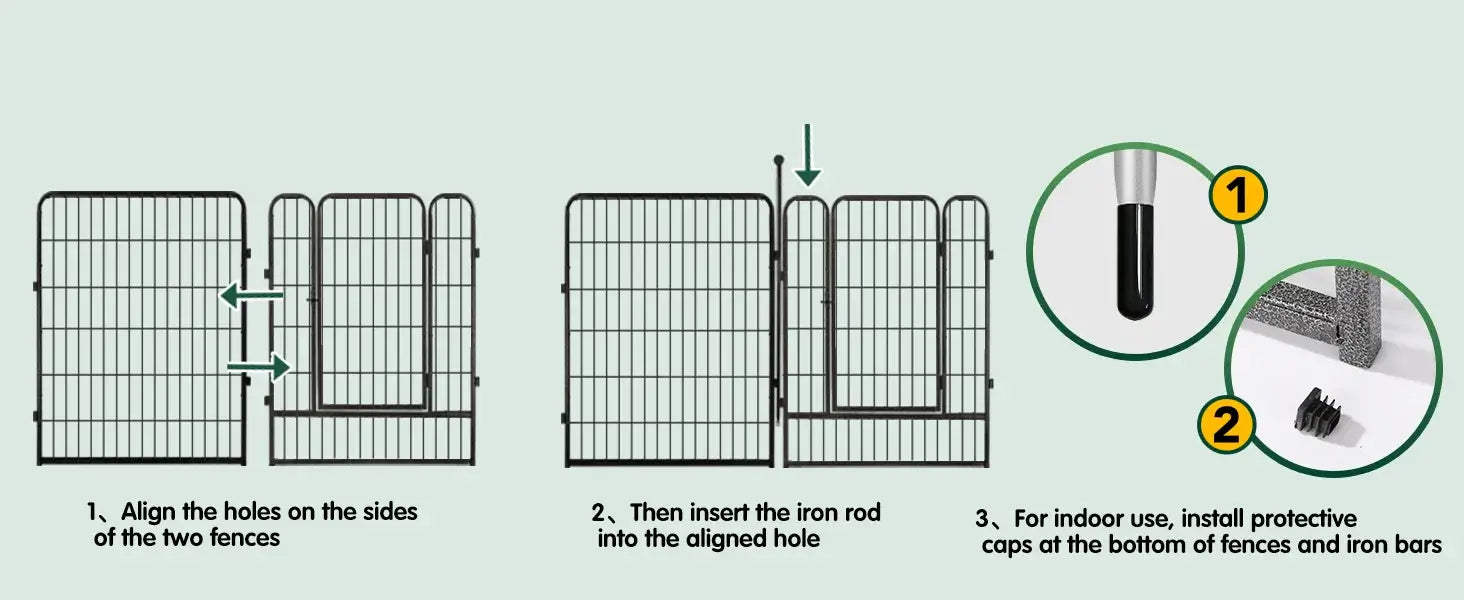 Metal Folding Dog Playpen with Gates