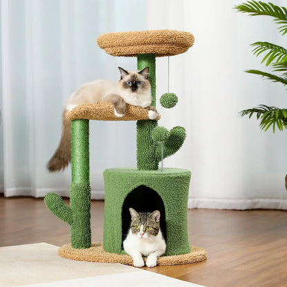 Festive Cactus Cat Tree with Sisal &amp; Xmas Decor