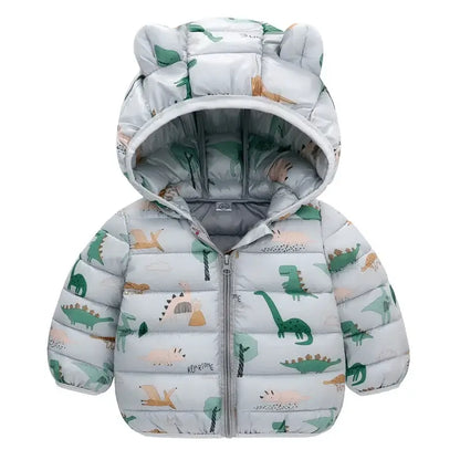 Cartoon Dinosaur Hooded Down Coat for Kids 1-5 Years