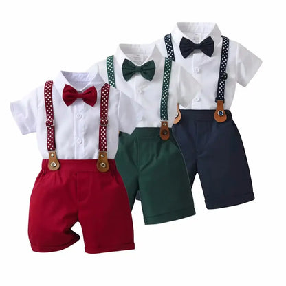 Star Print Summer Suspenders Set for Boy 1-6 Years