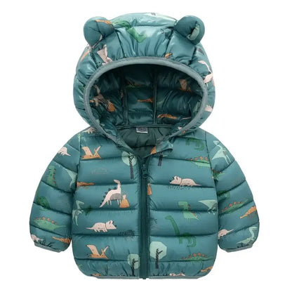 Cartoon Dinosaur Hooded Down Coat for Kids 1-5 Years