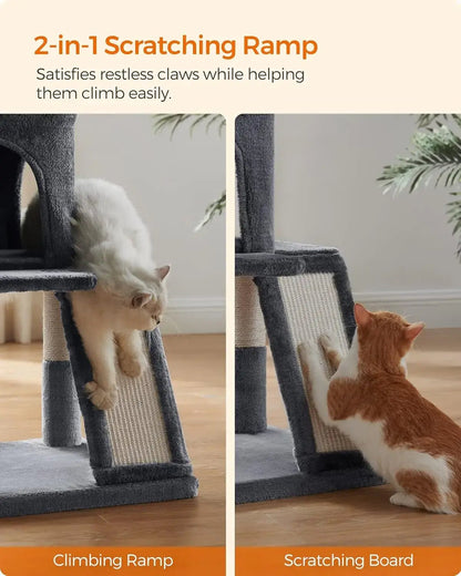 Small Cat Tree Tower - Wide Perch, Multi - Level Condo for Large Indoor Cats - Paws For Baby