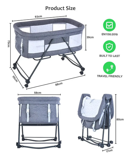 &quot;Baby Travel Cot with Mattress &amp; Silent Wheels - XYT - 001&quot; - Paws For Baby