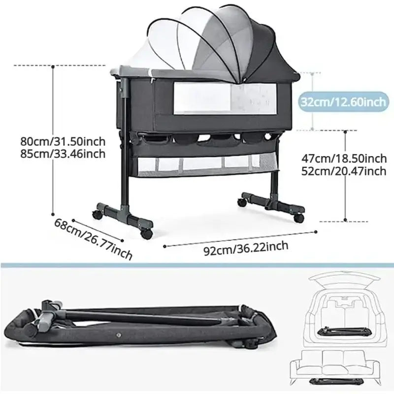 Portable Nursery Bed with Mosquito Net | Adjustable Travel Crib for Newborns - Paws For Baby