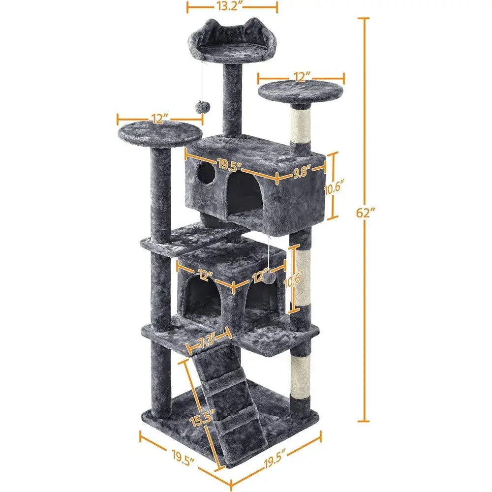 40&quot; Cactus Cat Tree with Hammocks &amp; Scratch Posts