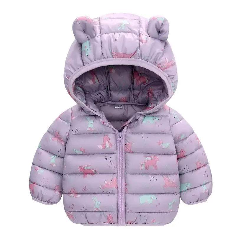 Cartoon Dinosaur Hooded Down Coat for Kids 1-5 Years