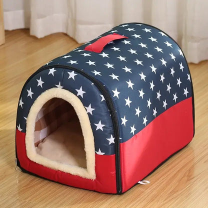 Folding Plush Dog House - Paws For Baby