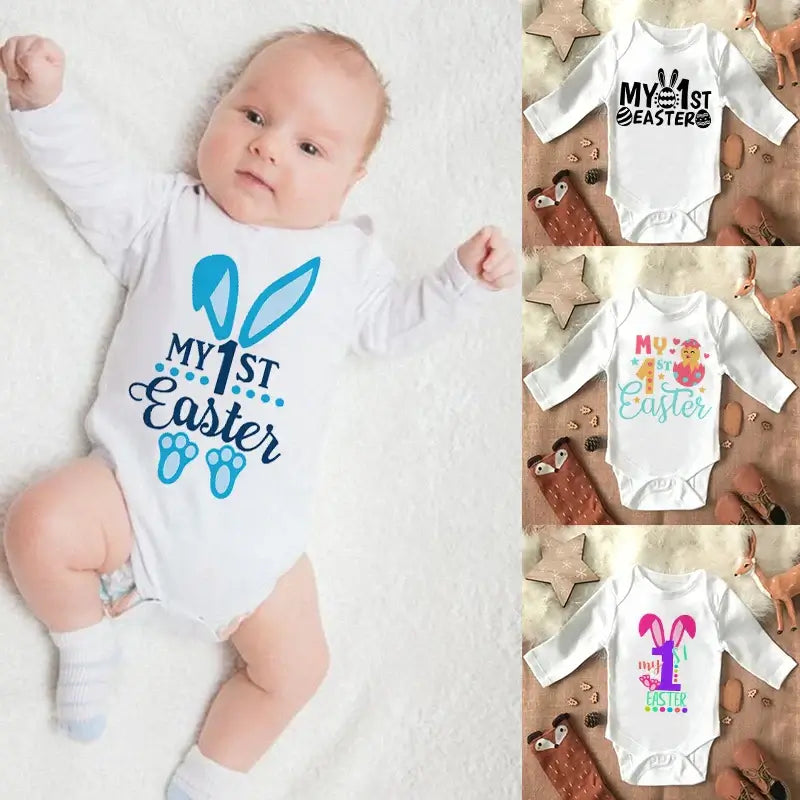 My 1st Easter Baby Romper - Long Sleeve Jumpsuit - Paws For Baby