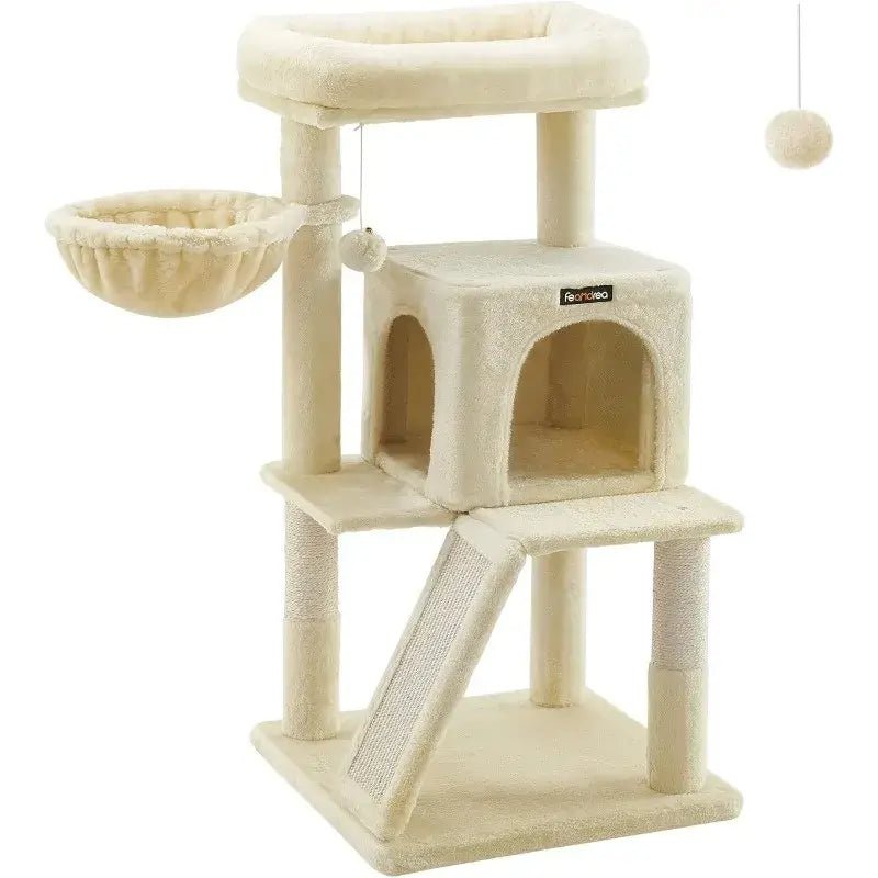 Small Cat Tree Tower - Wide Perch, Multi - Level Condo for Large Indoor Cats - Paws For Baby