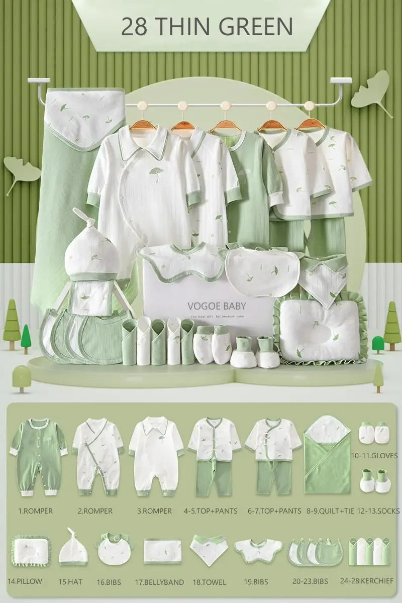 100% Cotton Baby Clothing Set – 28 Pieces Unisex